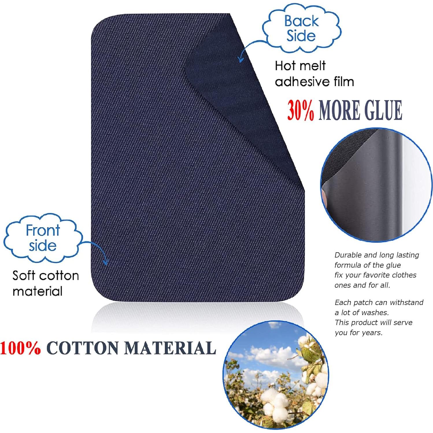 12 Parches Termoadhesivos Harsgs 100% Algodón Negro 7.5x10.5 cm