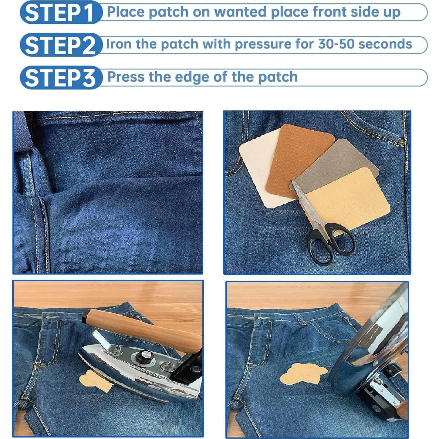 12 Parches Termoadhesivos Harsgs 100% Algodón Negro 7.5x10.5 cm