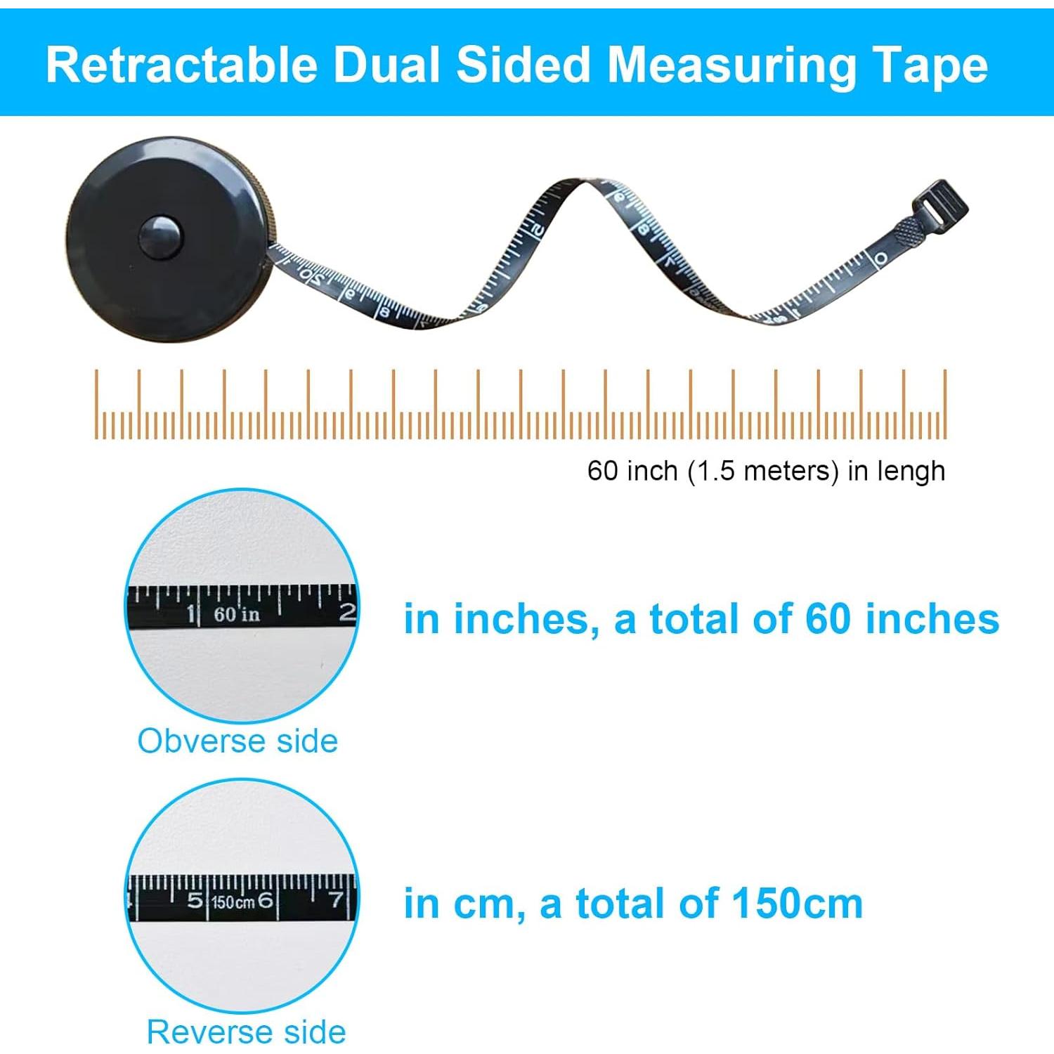 Paquete de 4 Cintas Métricas Retráctiles 150 cm Tesdluy