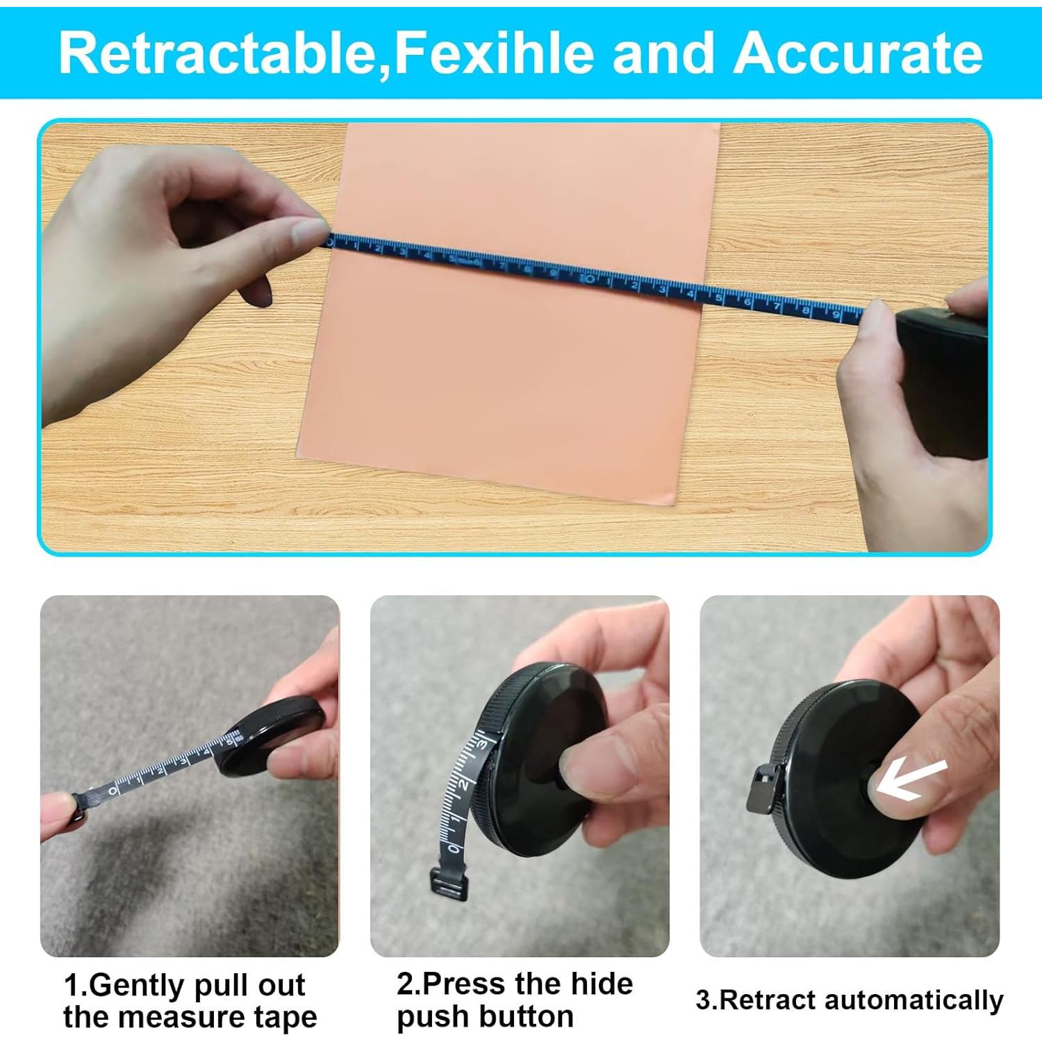 Paquete de 4 Cintas Métricas Retráctiles 150 cm Tesdluy