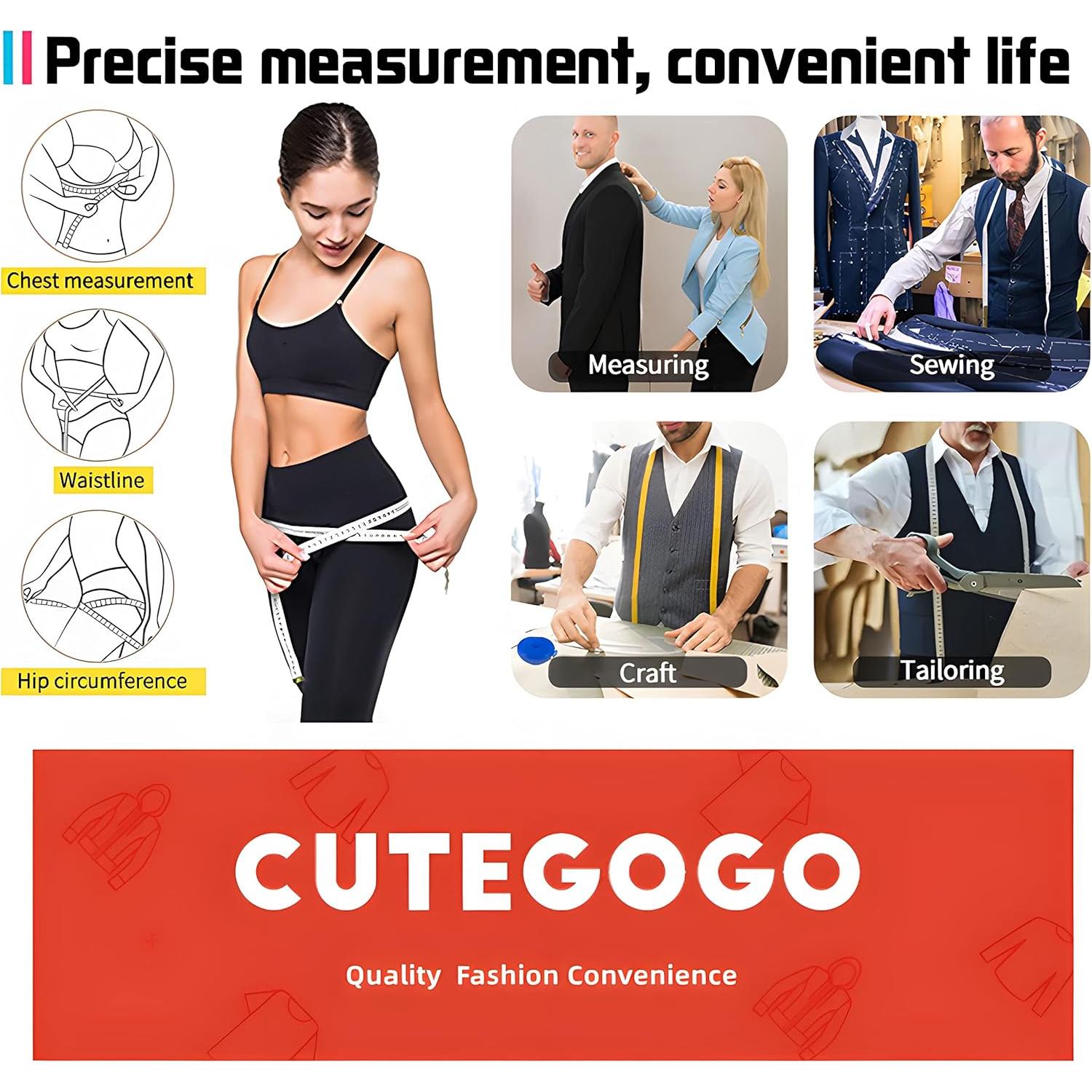 Cinta Métrica Retráctil Cutegogo 1.5m para Costura y Medidas