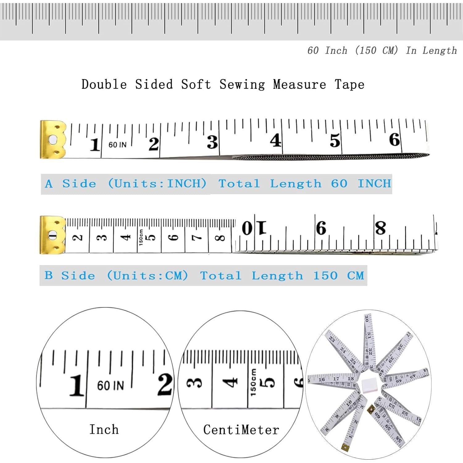 Cinta Métrica Suave HHKJ 150 cm Paquete Doble Negro y Blanco