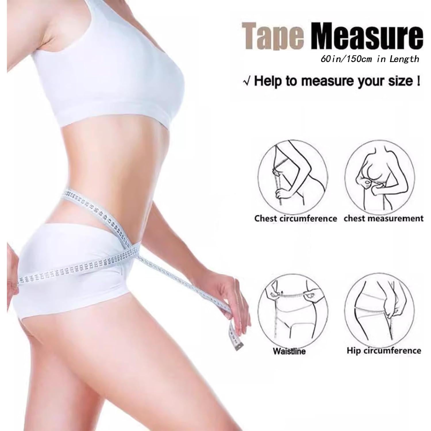 Cinta Métrica Suave HHKJ 150 cm Paquete Doble Negro y Blanco