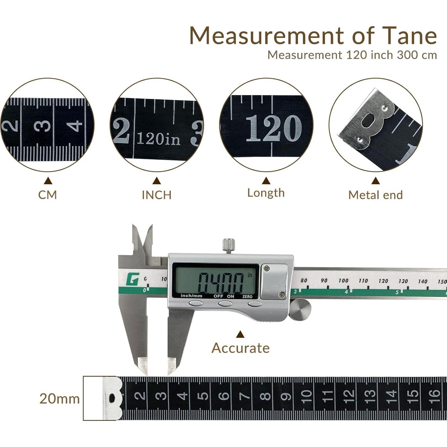 Cinta Métrica Suave GDMINLO 300cm Doble Escala 2 Piezas
