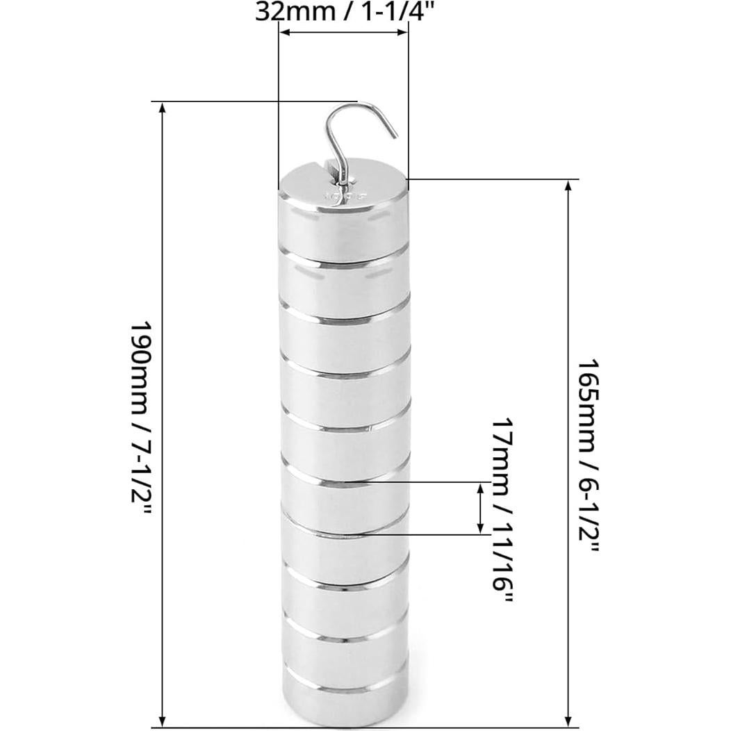 Conjunto de Pesas Ranuradas QWORK 1000g - 9 Pesos de 100g