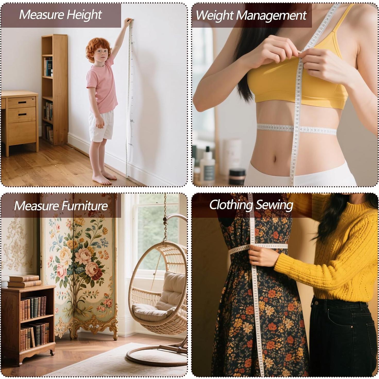 6 Paquetes Cinta Métrica Retráctil Zivcaer 150 cm Doble Cara