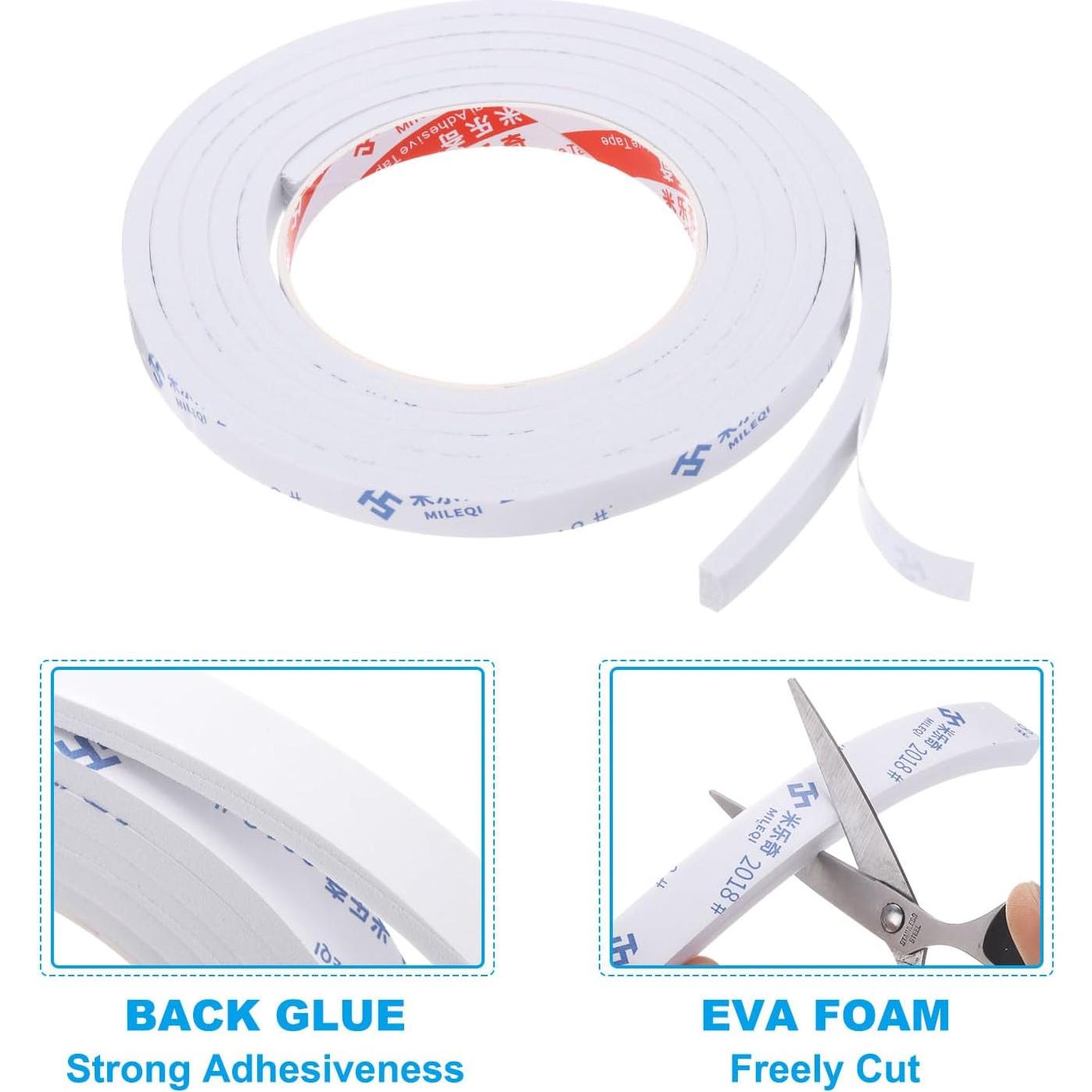 Cinta de Espuma Aislante PATIKIL 2m Blanco 1cm Ancho 5mm Grueso