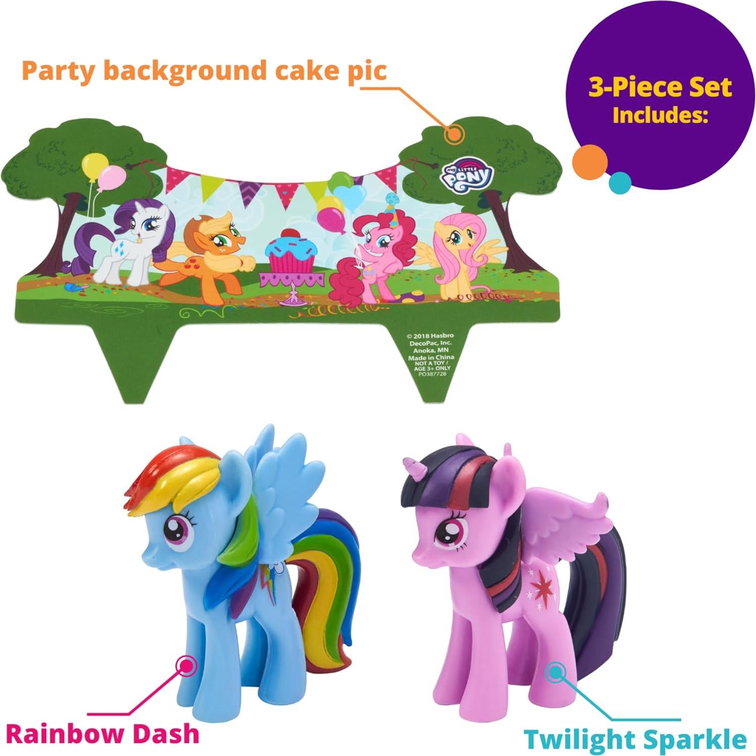 Adorno de Pastel DecoPac Mi Pequeño Pony 3 Piezas 7,62 cm
