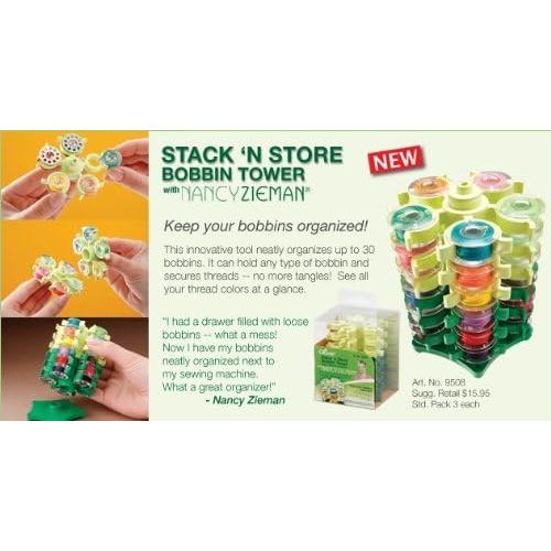 Torre de Bobinas Apilable Clover con Nancy Zieman - Organiza 30 Hilos