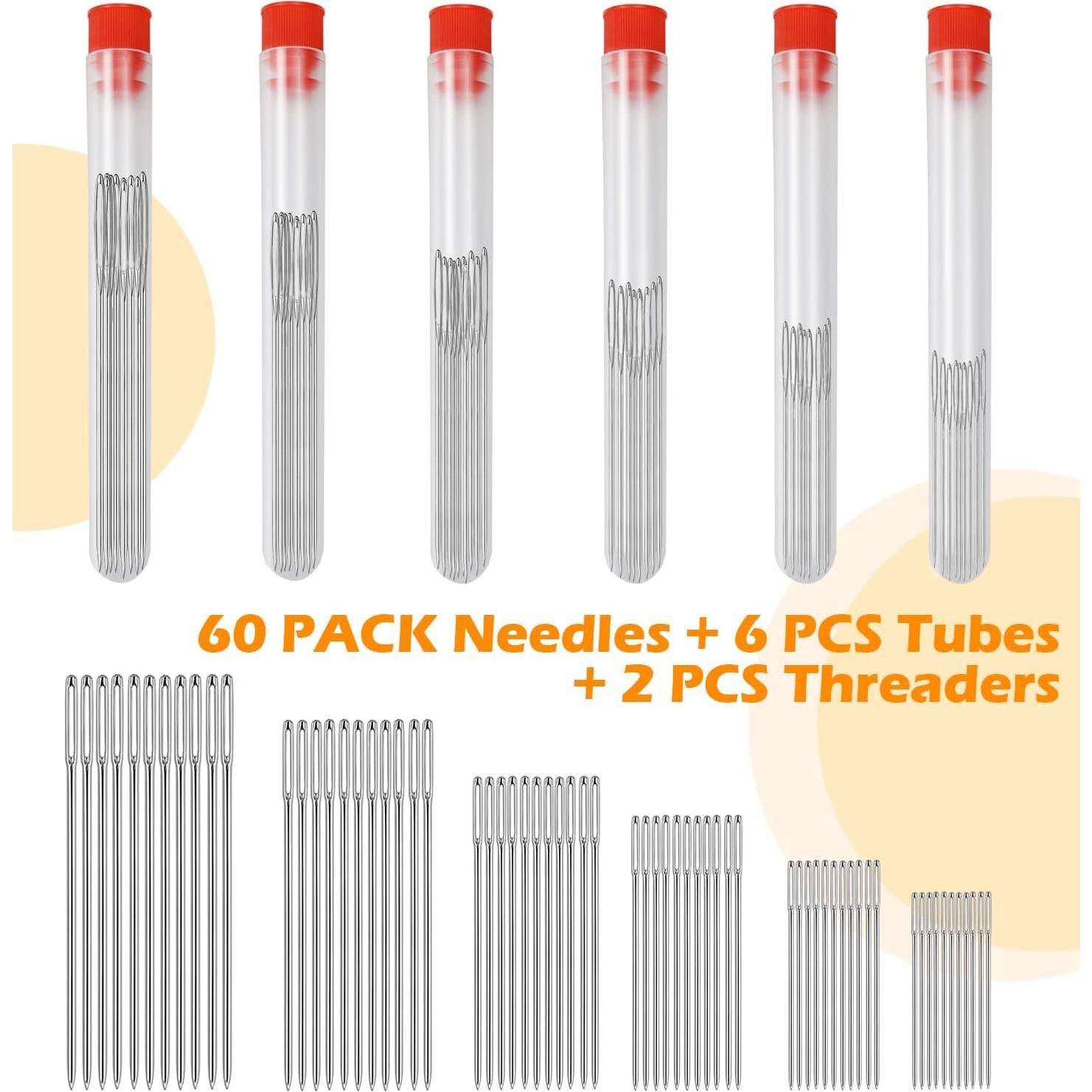 Juego de Agujas de Coser FIVEIZERO 60 Pcs Ojo Grande Acero Inoxidable