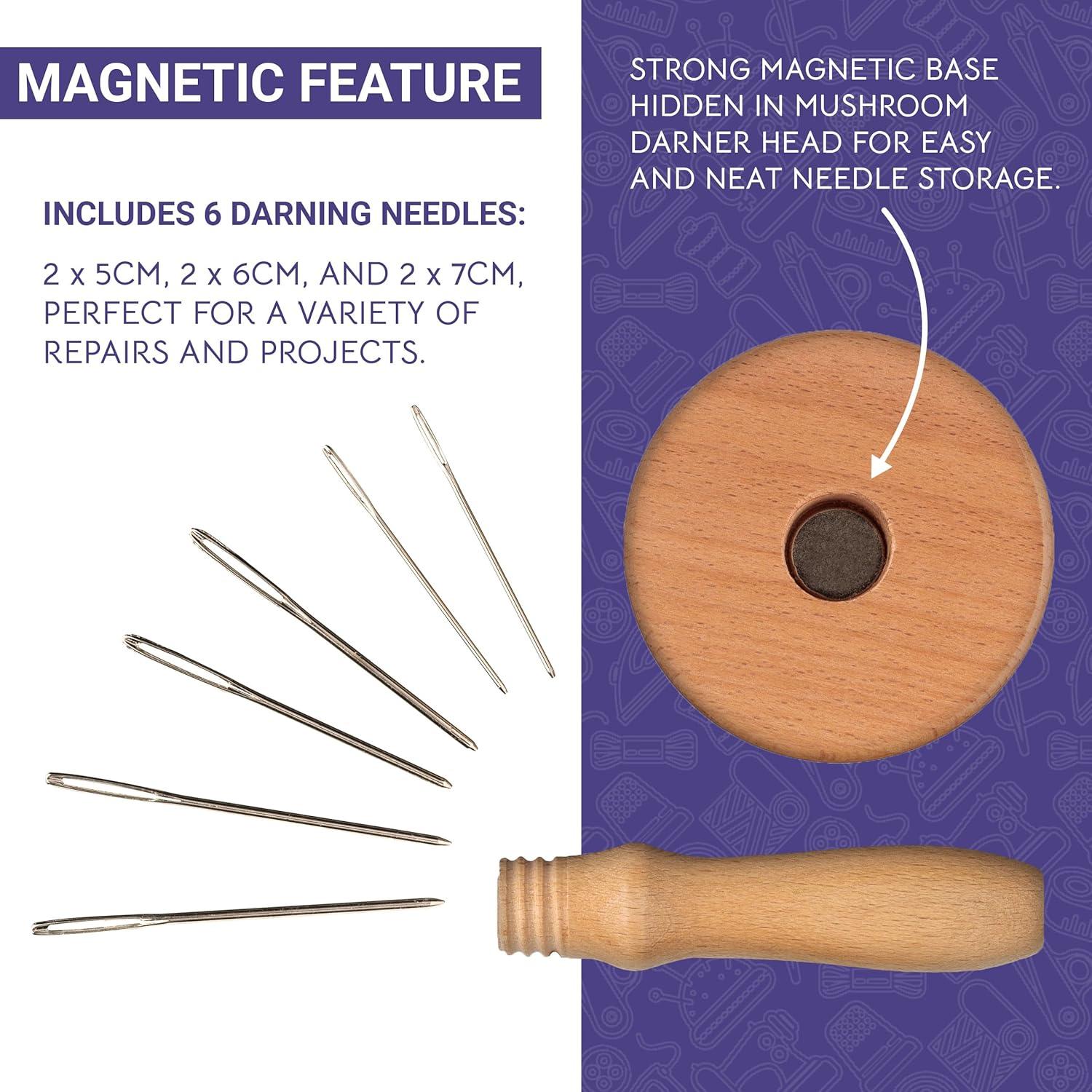 Darnador de Hongos Magnético El Oso Acolchado con Agujas - Herramienta de Costura Ergonómica