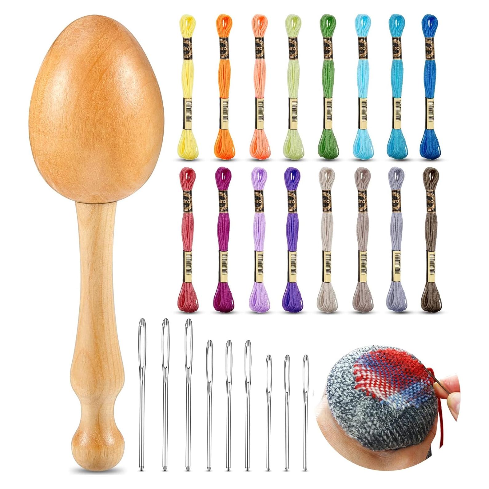 Kit de Remendar Jexine con Huevo de Madera y Hilos 16 Colores