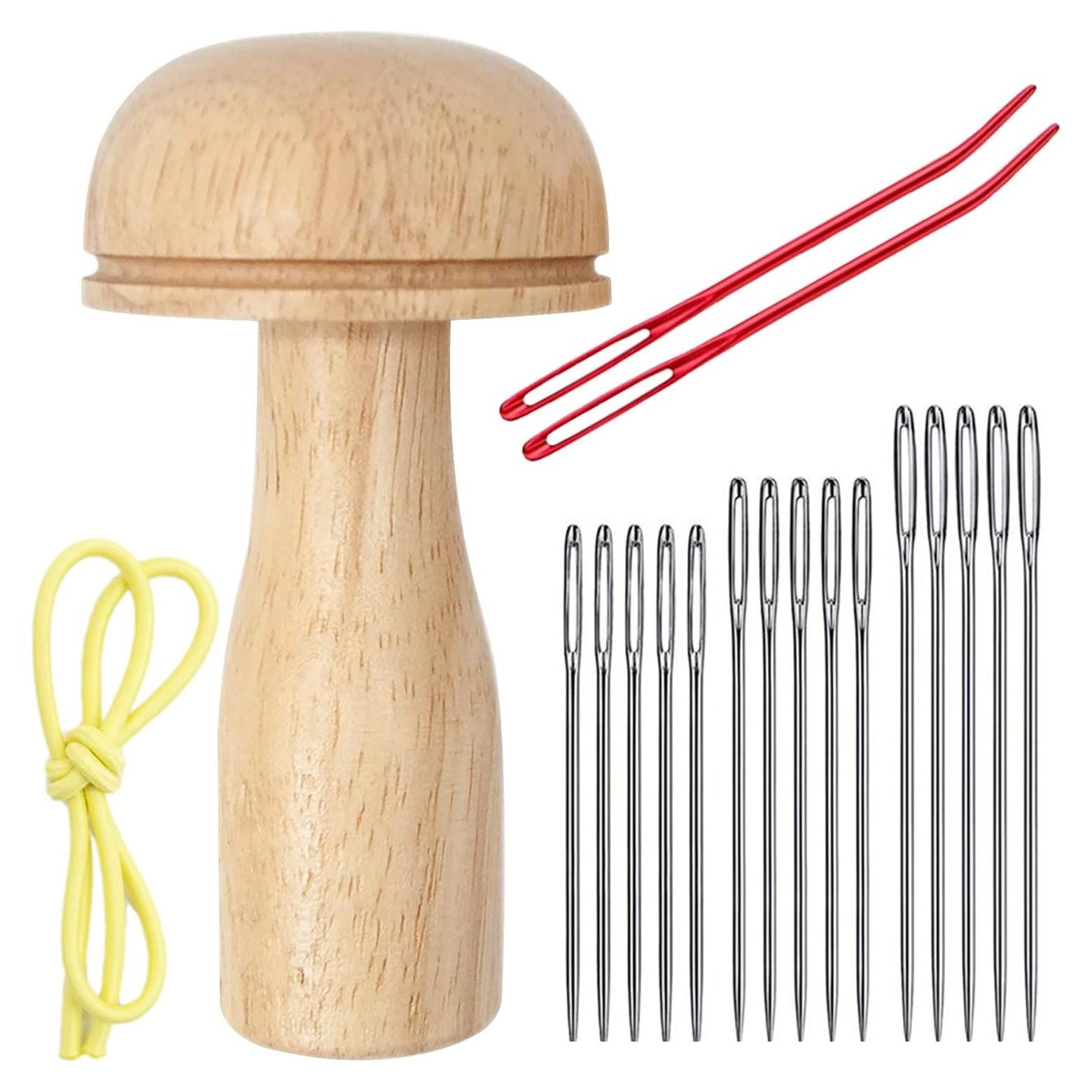 Hongo de Remiendo de Madera para Costura DIY - 10x3x6 cm