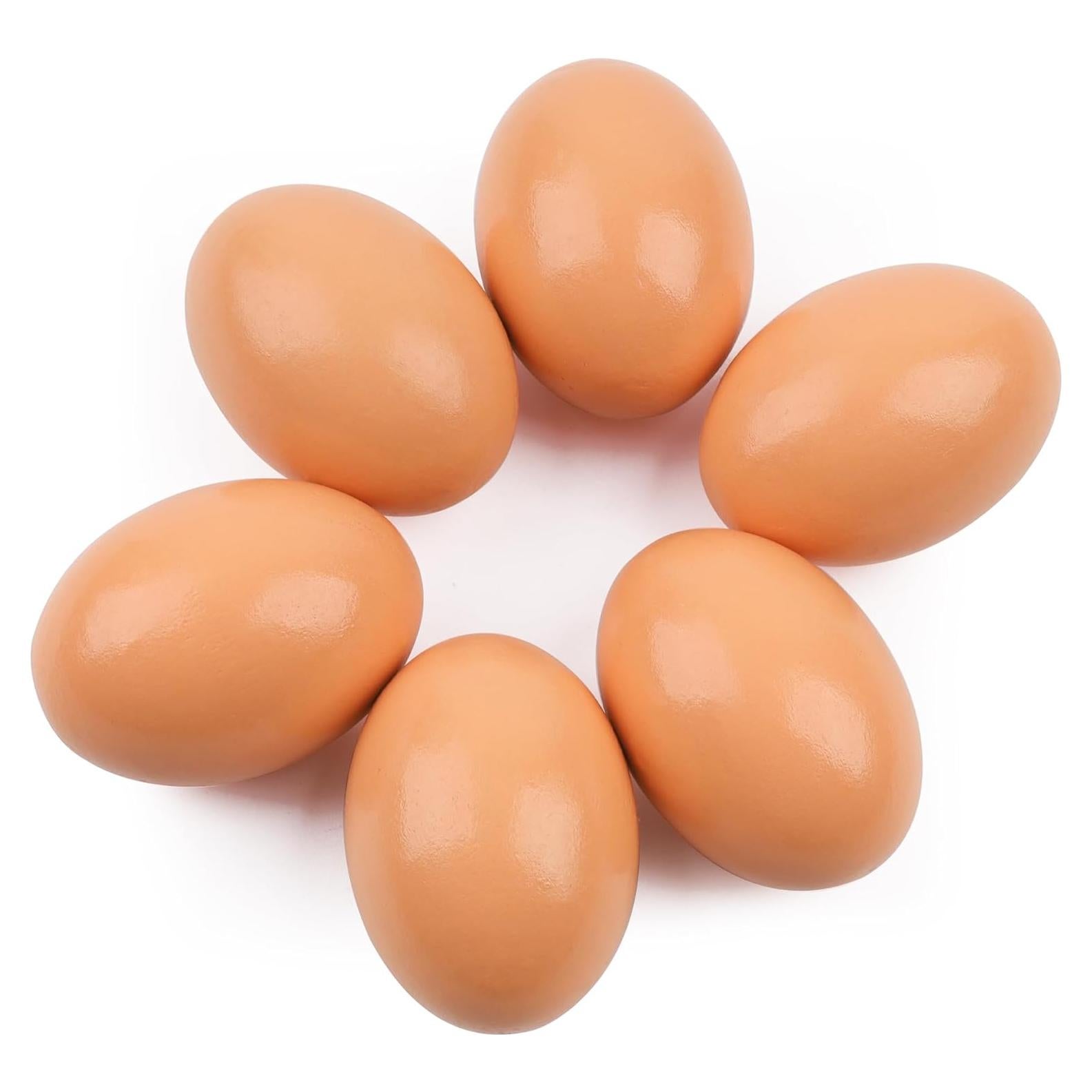 Huevos Falsos de Madera YunKo 6 Pcs para Gallinero Decoración