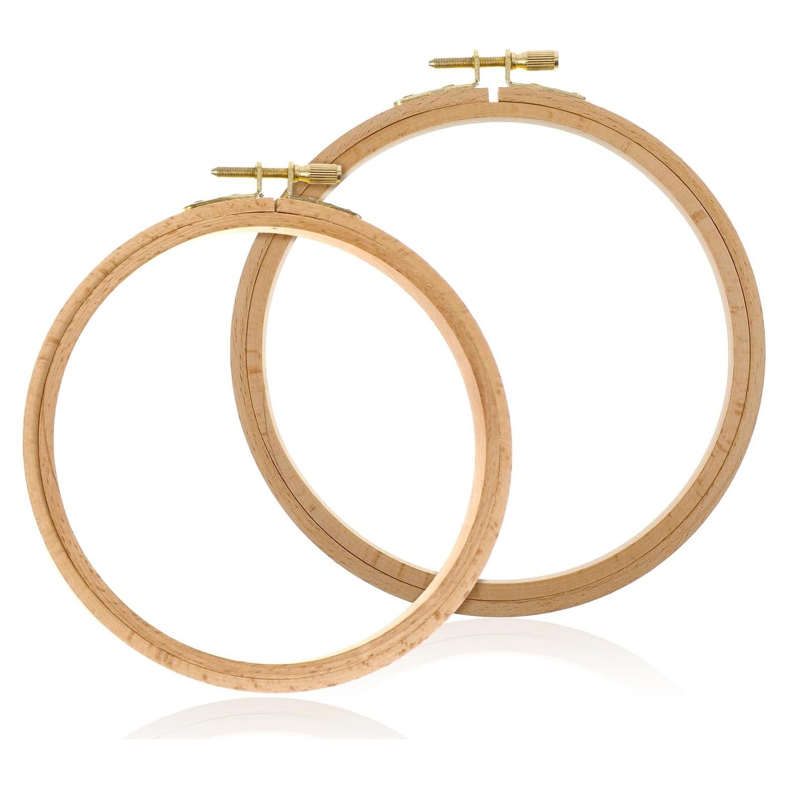 Paquete de 2 Aros de Bordado de Madera de Haya 16.5cm y 19cm
