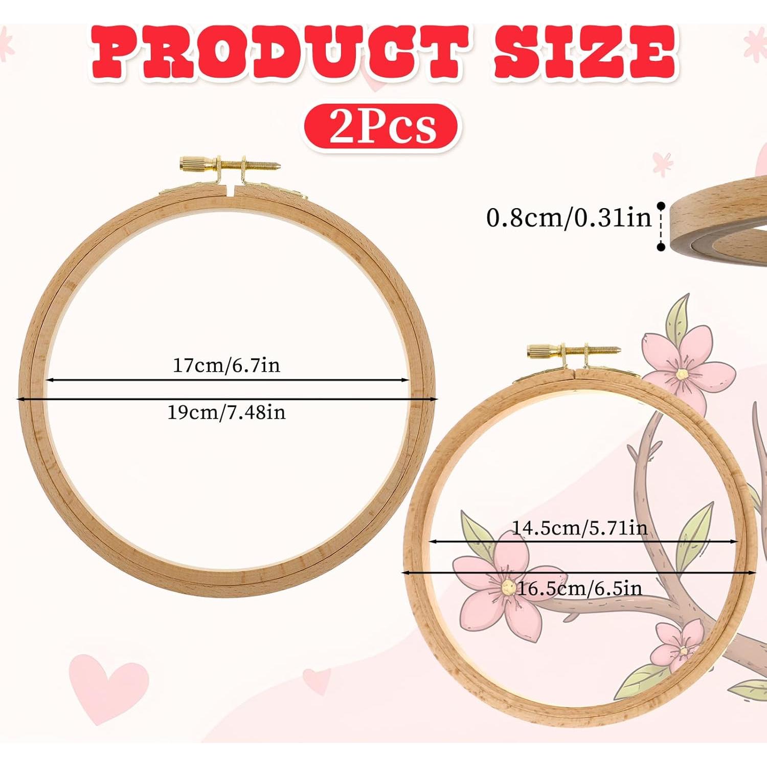 Paquete de 2 Aros de Bordado de Madera de Haya 16.5cm y 19cm