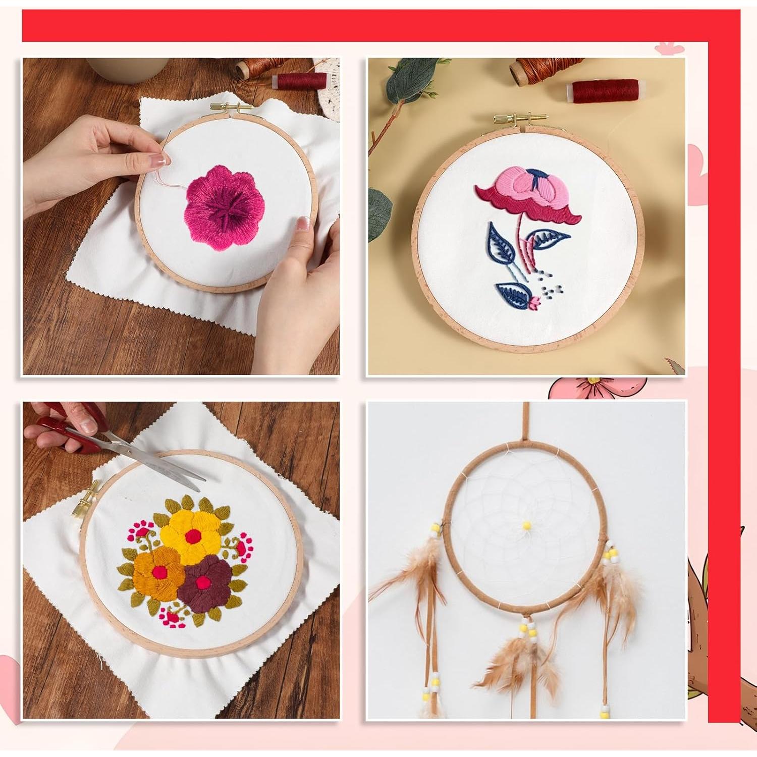 Paquete de 2 Aros de Bordado de Madera de Haya 16.5cm y 19cm