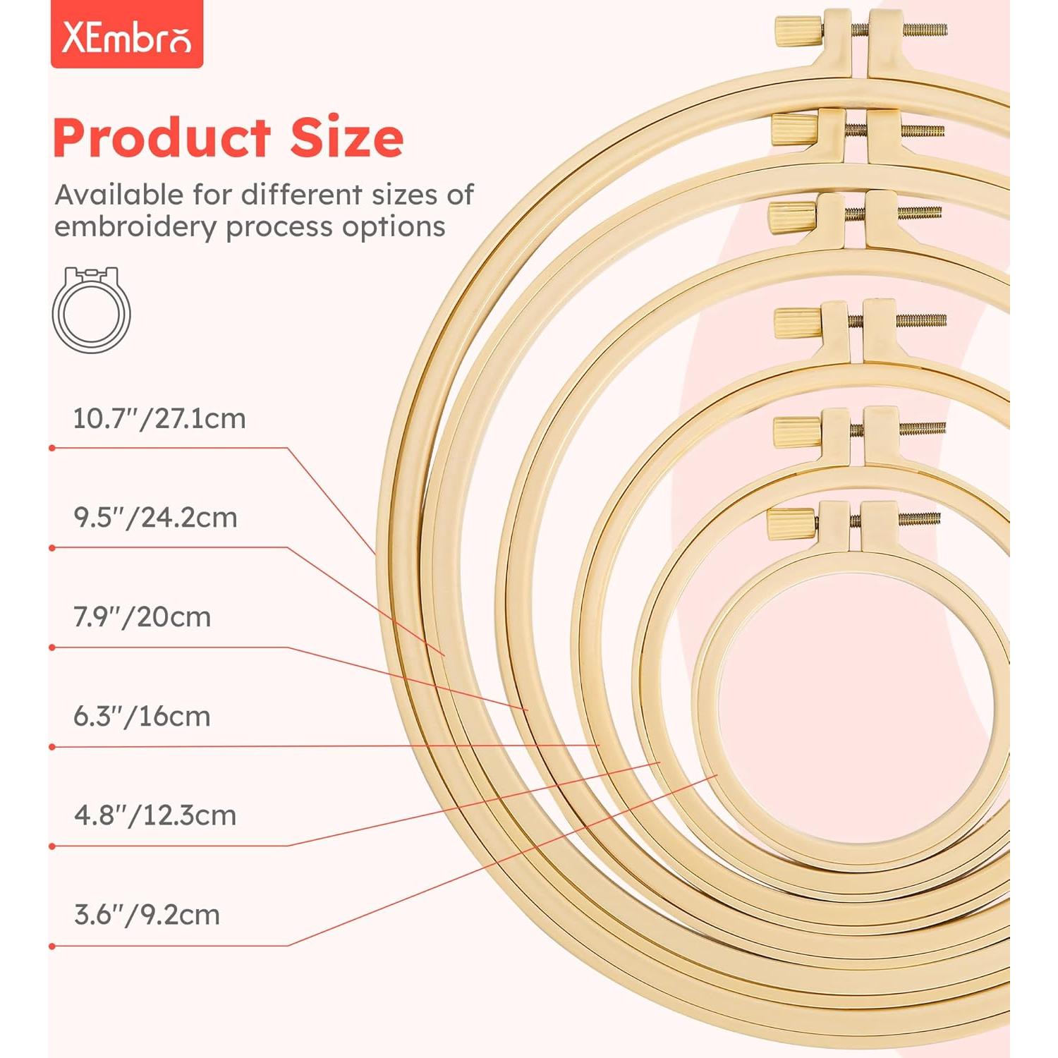 Aros de Bordado Redondos XEmbro 6 Piezas 9.2 a 27.1 cm