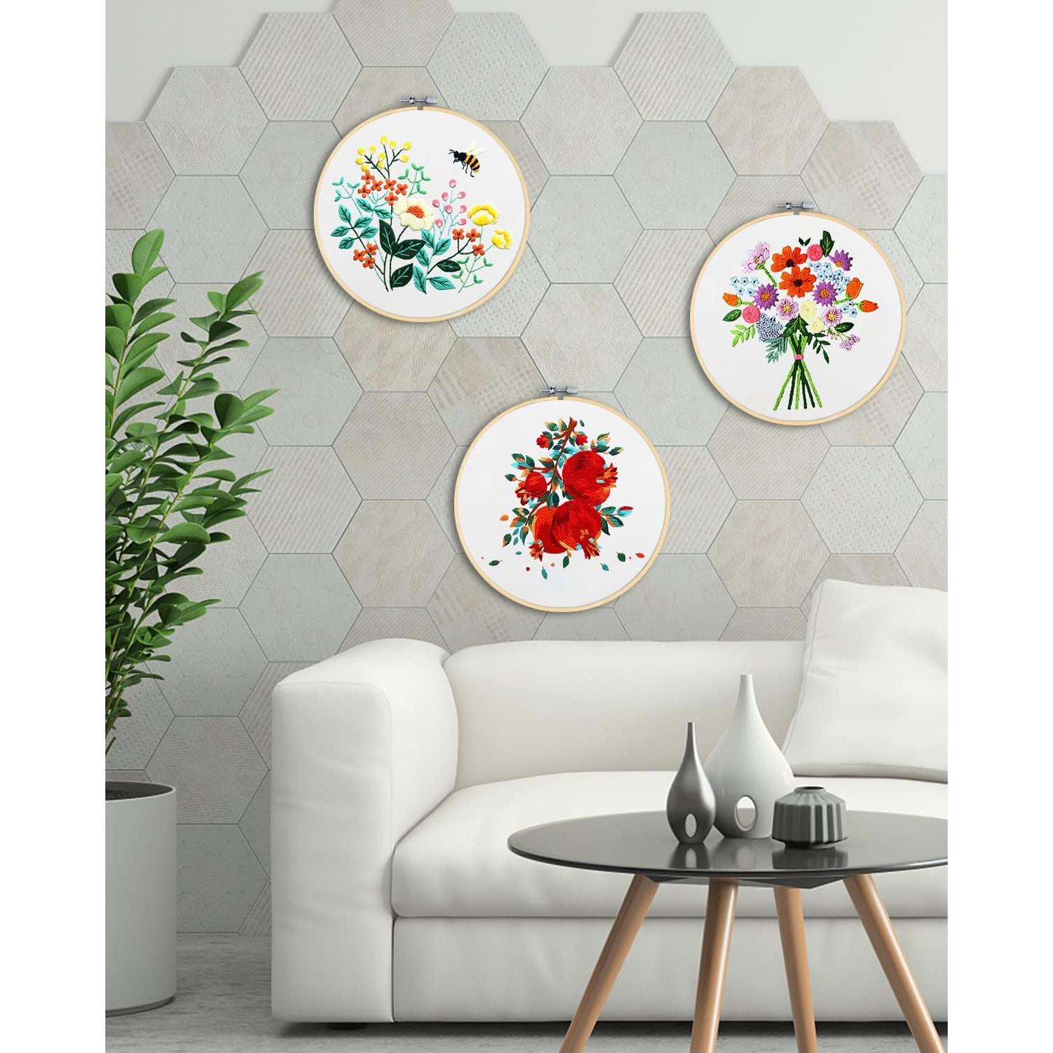 Juego de 3 Aros de Bordado TINDTOP 20 cm de Bambú Natural