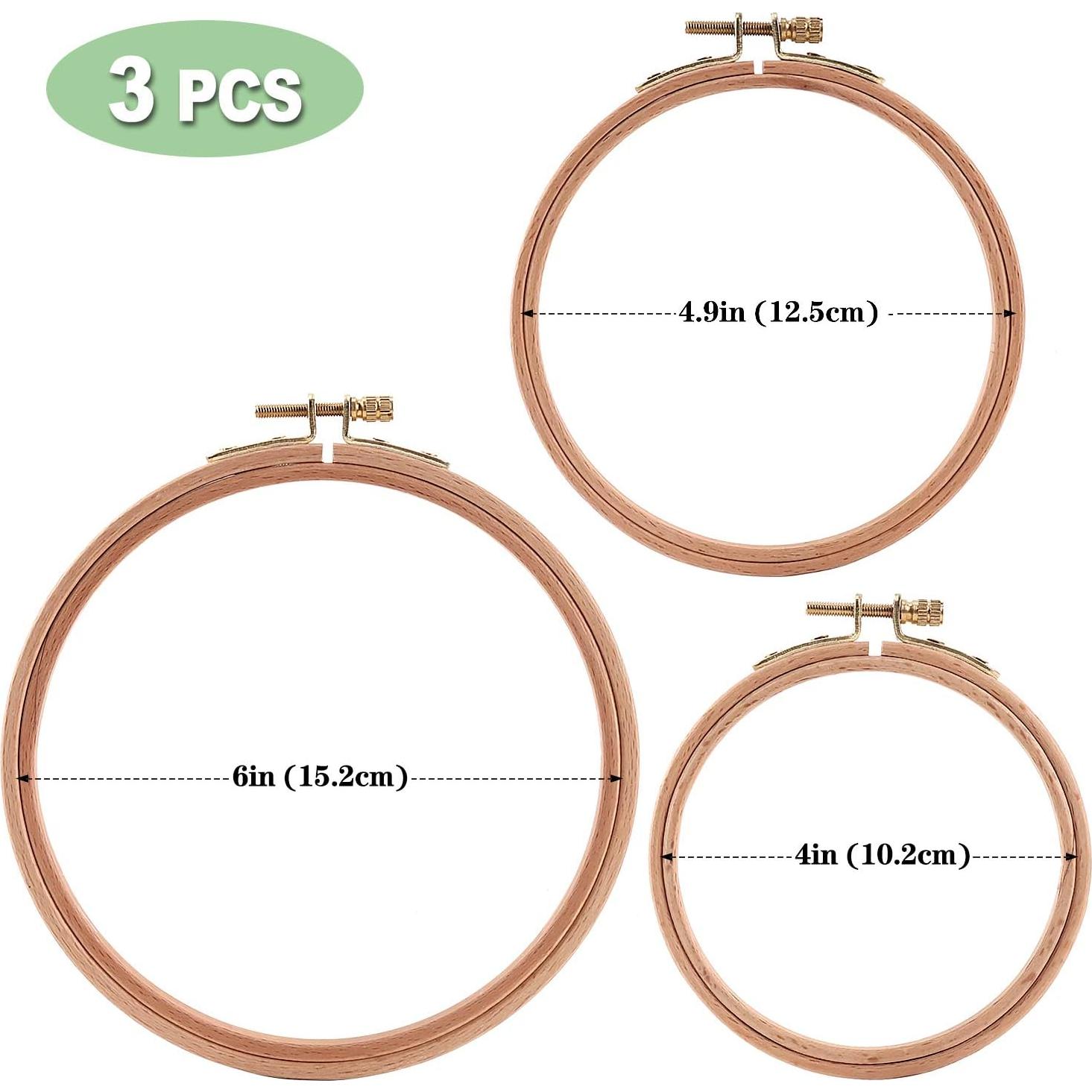 Juego de 3 Aros de Bordado de Madera de Haya Sherbo 10-15 cm