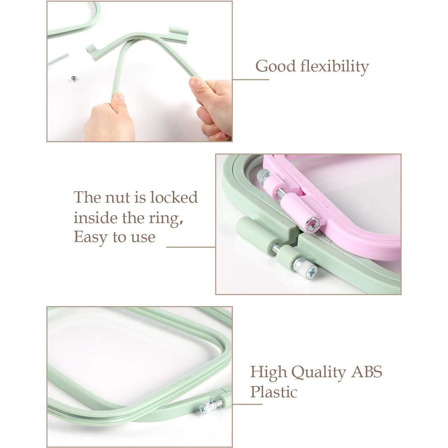 Aros de Bordado Cuadrados Pllieay 5 Piezas Plástico ABS