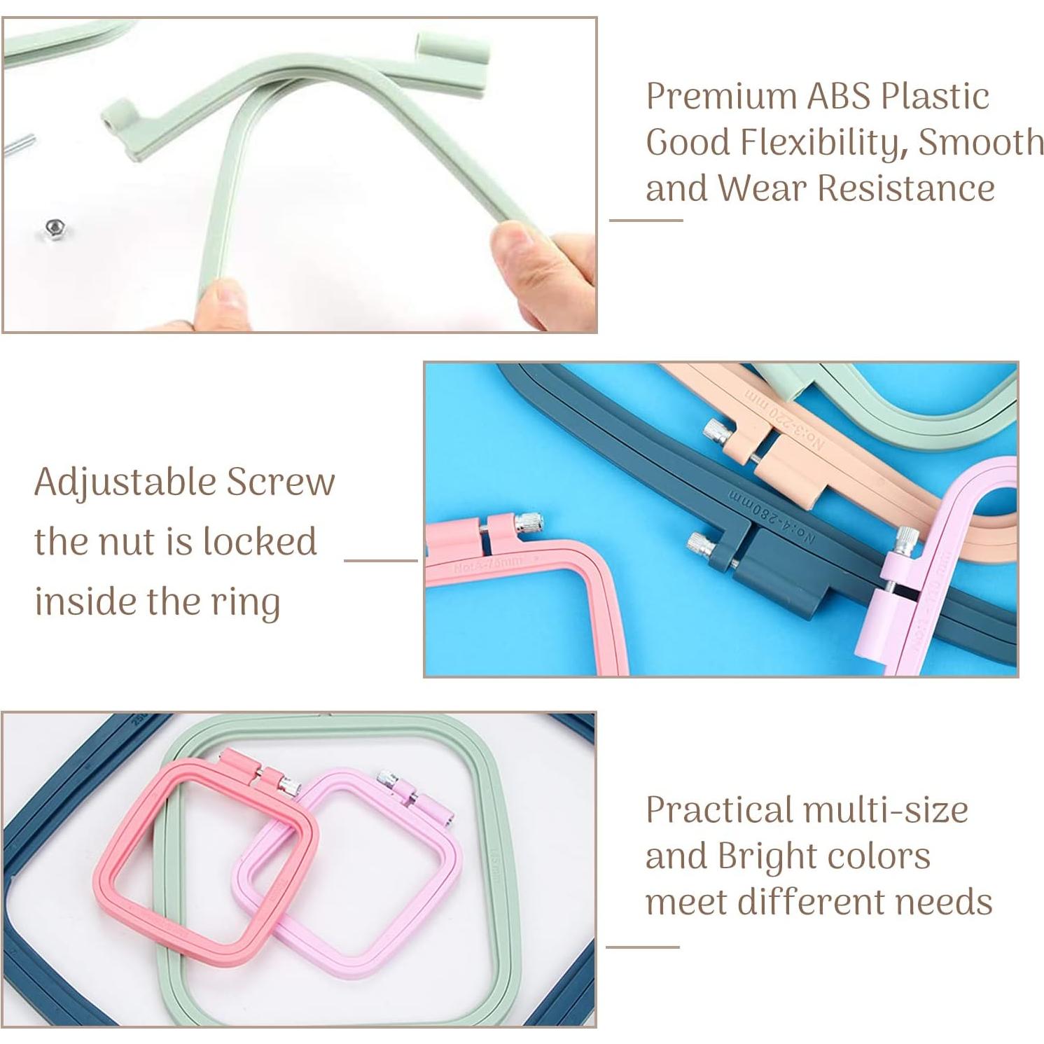 Aros de Bordado Rectangulares MUFEKUM - 3 Piezas (7, 9.5, 14.5 cm)