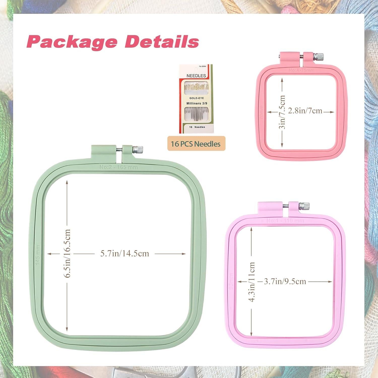 Aros de Bordado Rectangulares MUFEKUM - 3 Piezas (7, 9.5, 14.5 cm)