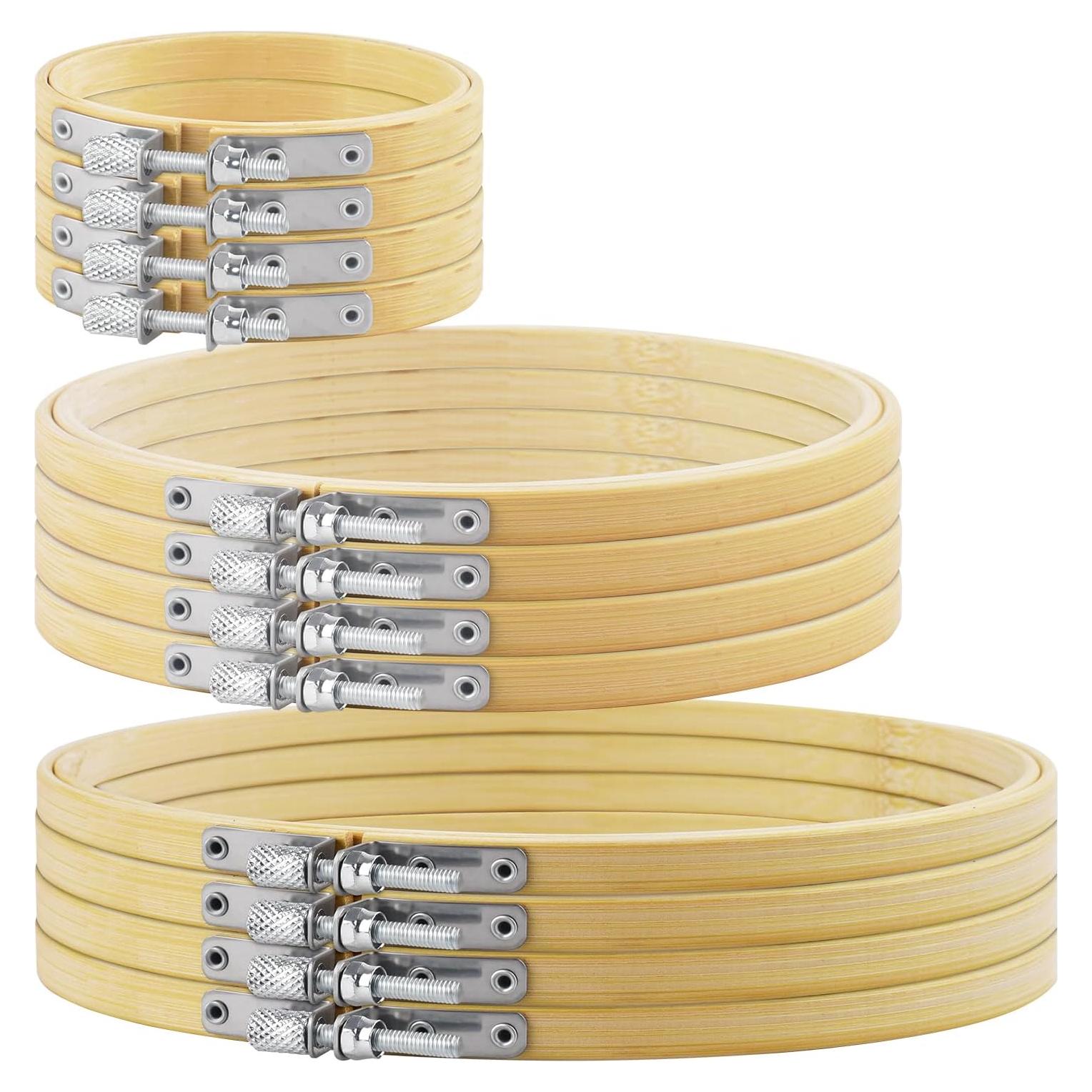 Set de 12 Aros de Bordado de Bambú 3-8 Pulgadas TINDTOP