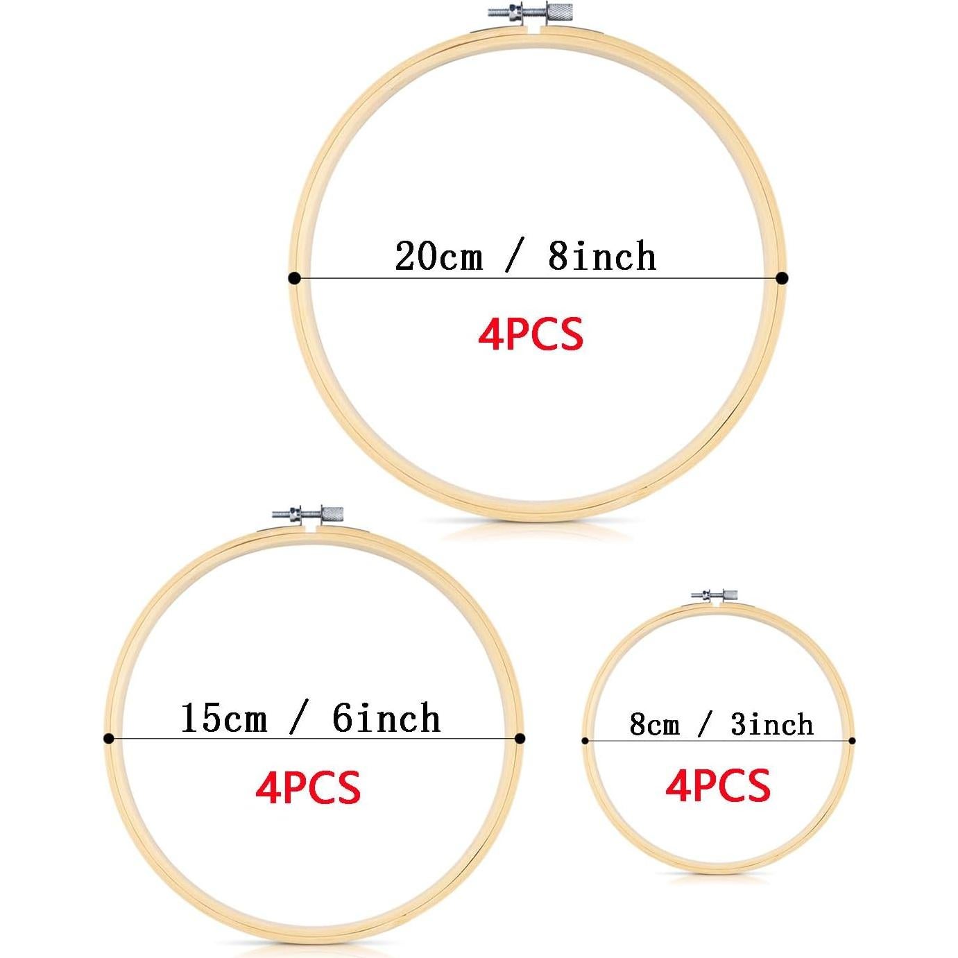 Set de 12 Aros de Bordado de Bambú 3-8 Pulgadas TINDTOP