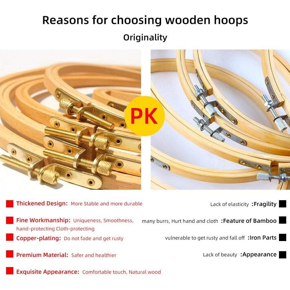 Paquete de 2 Aros de Bordado 18cm Guofa de Madera de Haya