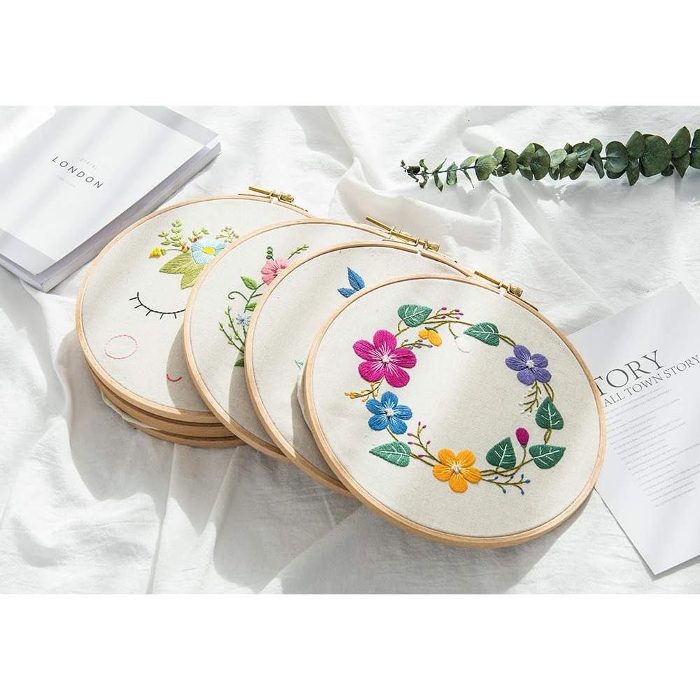 Paquete de 2 Aros de Bordado 18cm Guofa de Madera de Haya