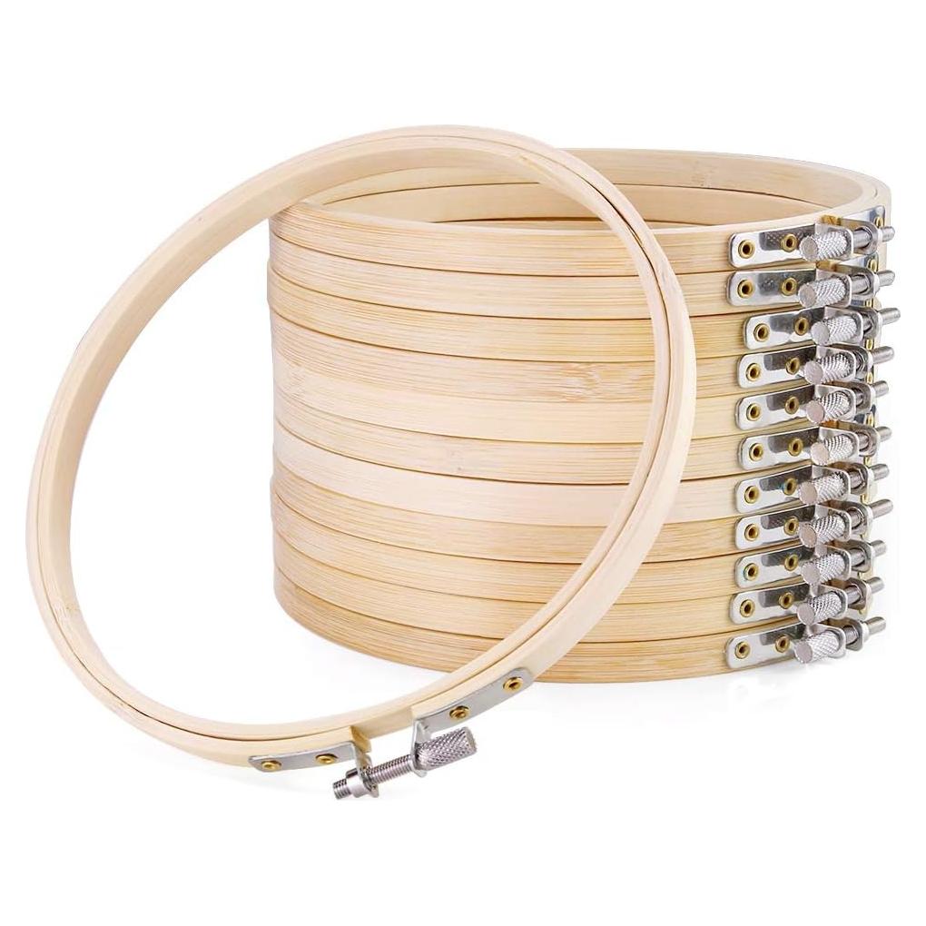 Aros de Bordado de Madera Pllieay 12 Piezas 15 cm