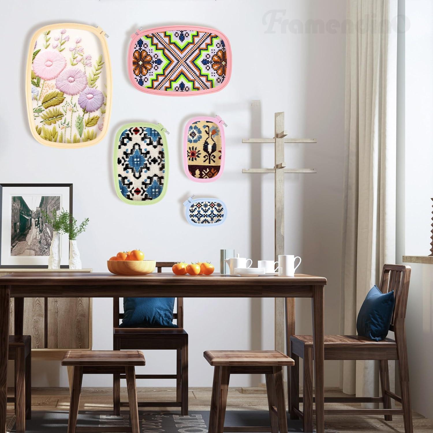 Aros de Bordado Cuadrados Framendino - Paquete de 5 Colores