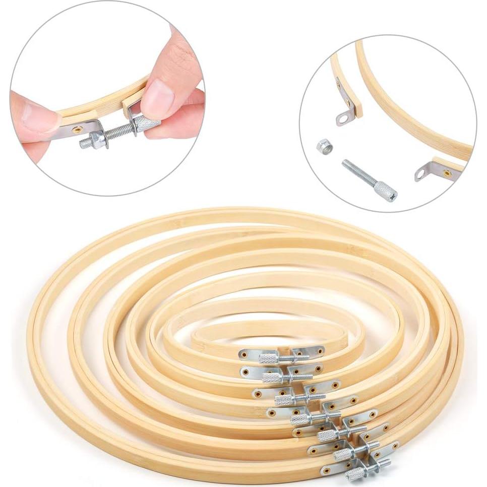 Aros de Bordado Pllieay 7 Piezas de Bambú 10 a 30 cm