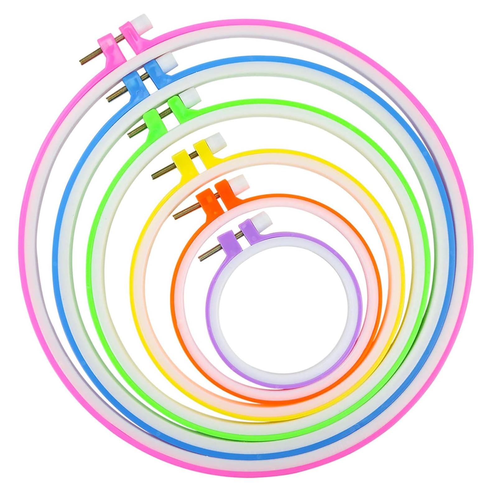Similane 6 Piezas Aros de Bordado Plástico Multicolor 3.4 a 10.2 in