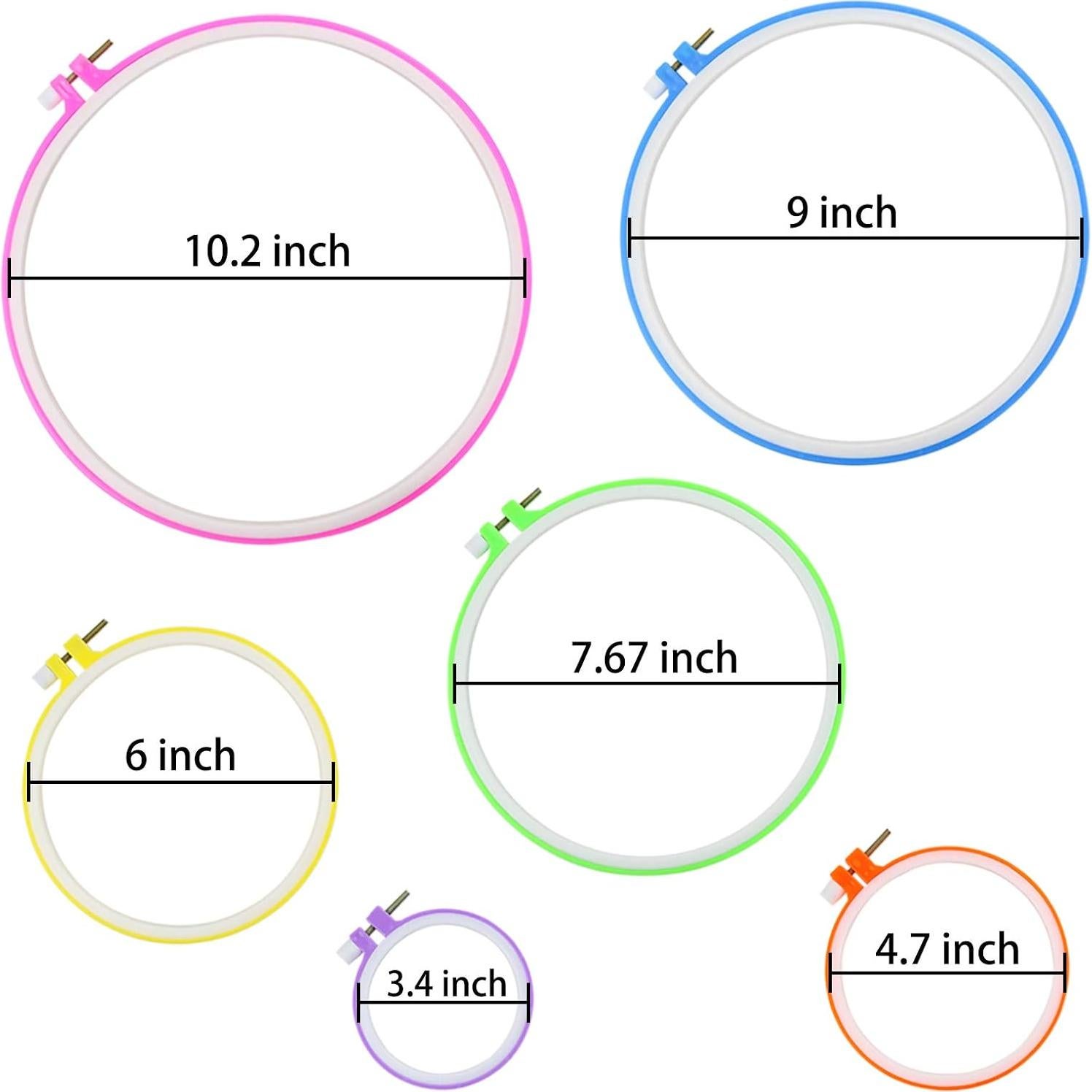 Similane 6 Piezas Aros de Bordado Plástico Multicolor 3.4 a 10.2 in