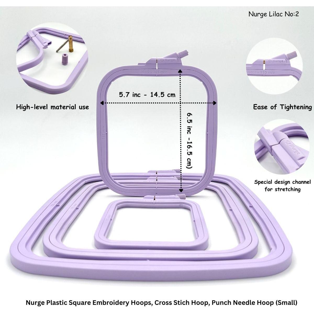Aro de Bordado Rectangular NURGE Lila Pequeño 14.5x16.5cm