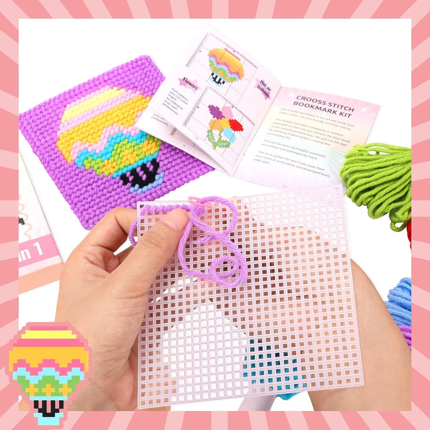 Kit de Bordado Cruzado Pllieay para Niños - 10 Patrones y 14 Hilos