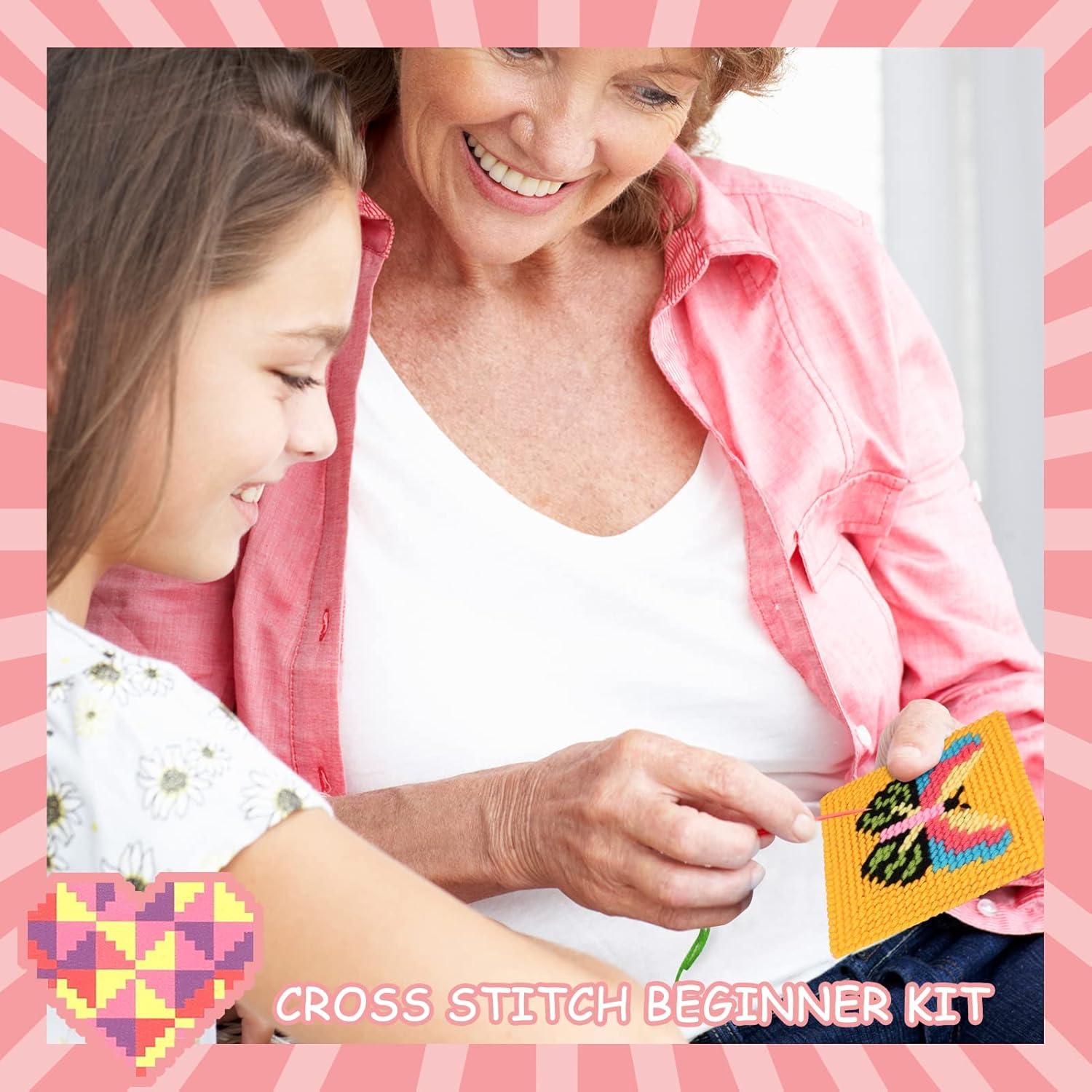 Kit de Bordado Cruzado Pllieay para Niños - 10 Patrones y 14 Hilos