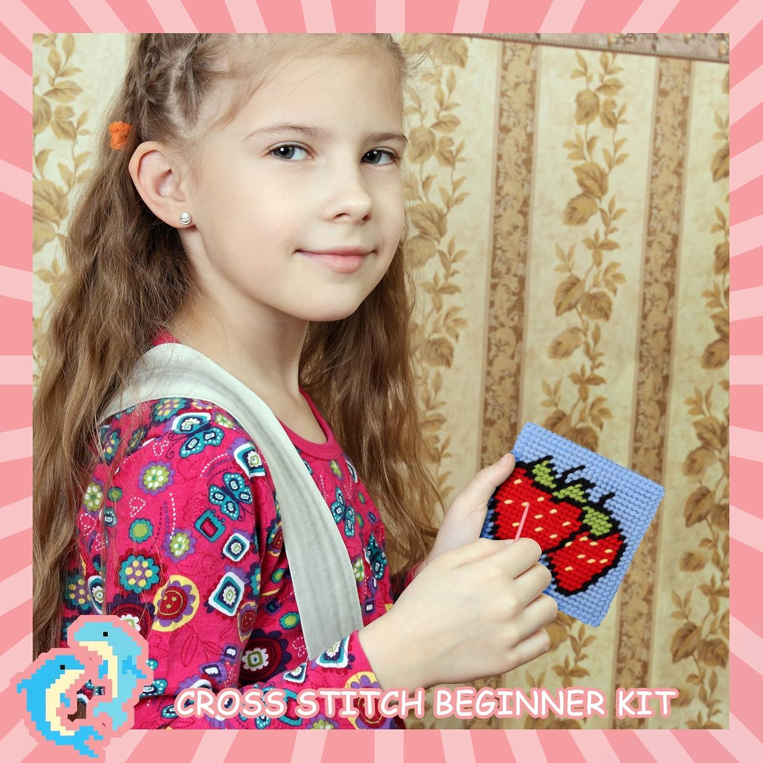 Kit de Bordado Cruzado Pllieay para Niños - 10 Patrones y 14 Hilos