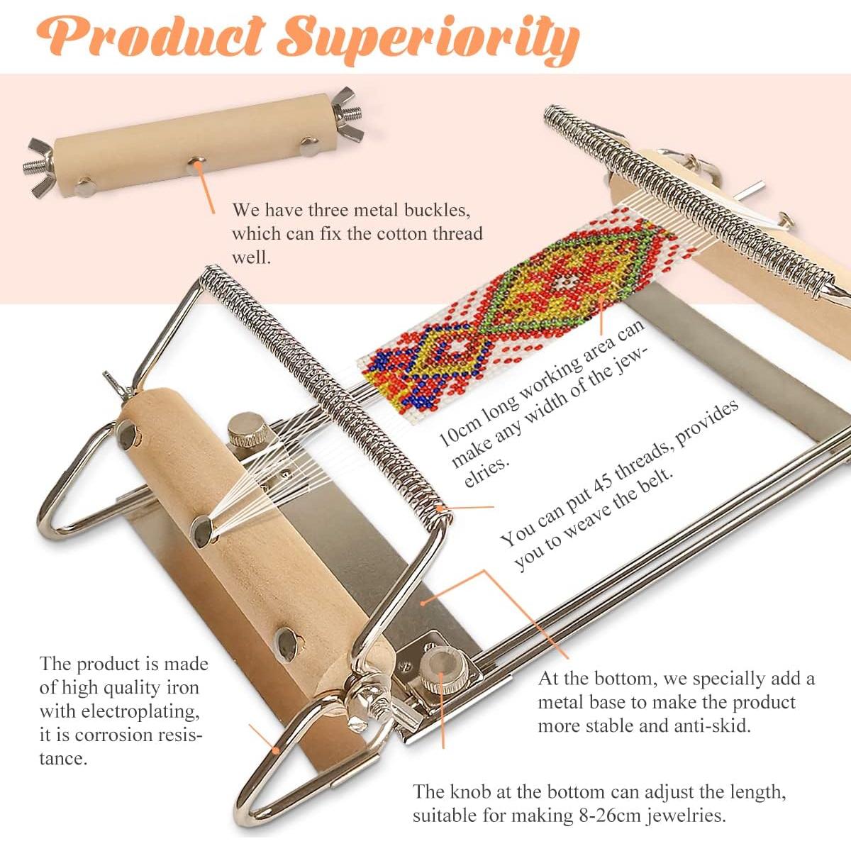 Kit de Telar de Beads Hobbyworker con Agujas y Hilo 24-42.5 cm