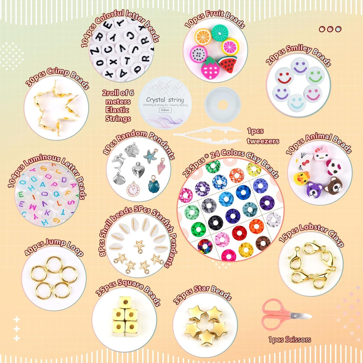 Kit de Fabricación de Pulseras FZIIVQU 6100 Piezas 24 Colores