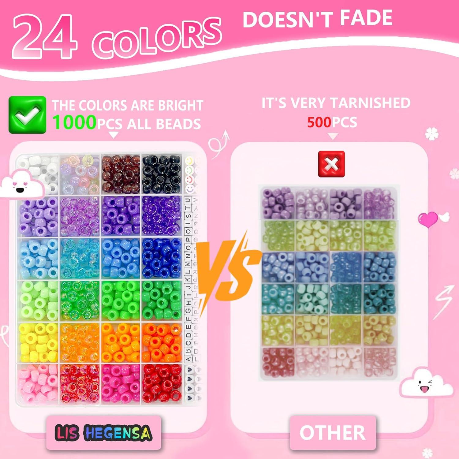 Kit de Pulseras DIY LIS HEGENSA 1000PCS 24 Colores