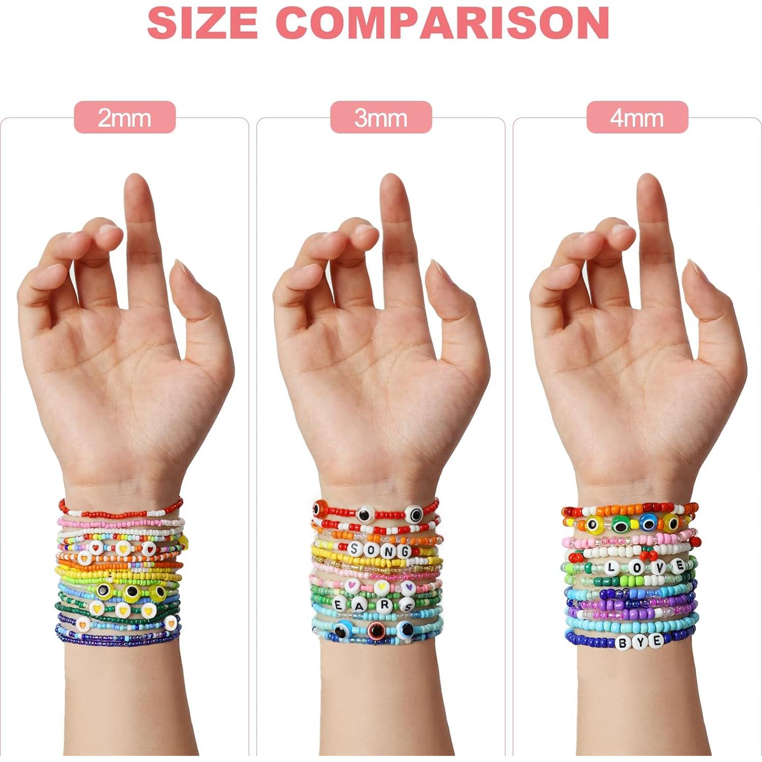 Kit de Pulseras de Amistad Redtwo 3425 Piezas 4mm Vidrio