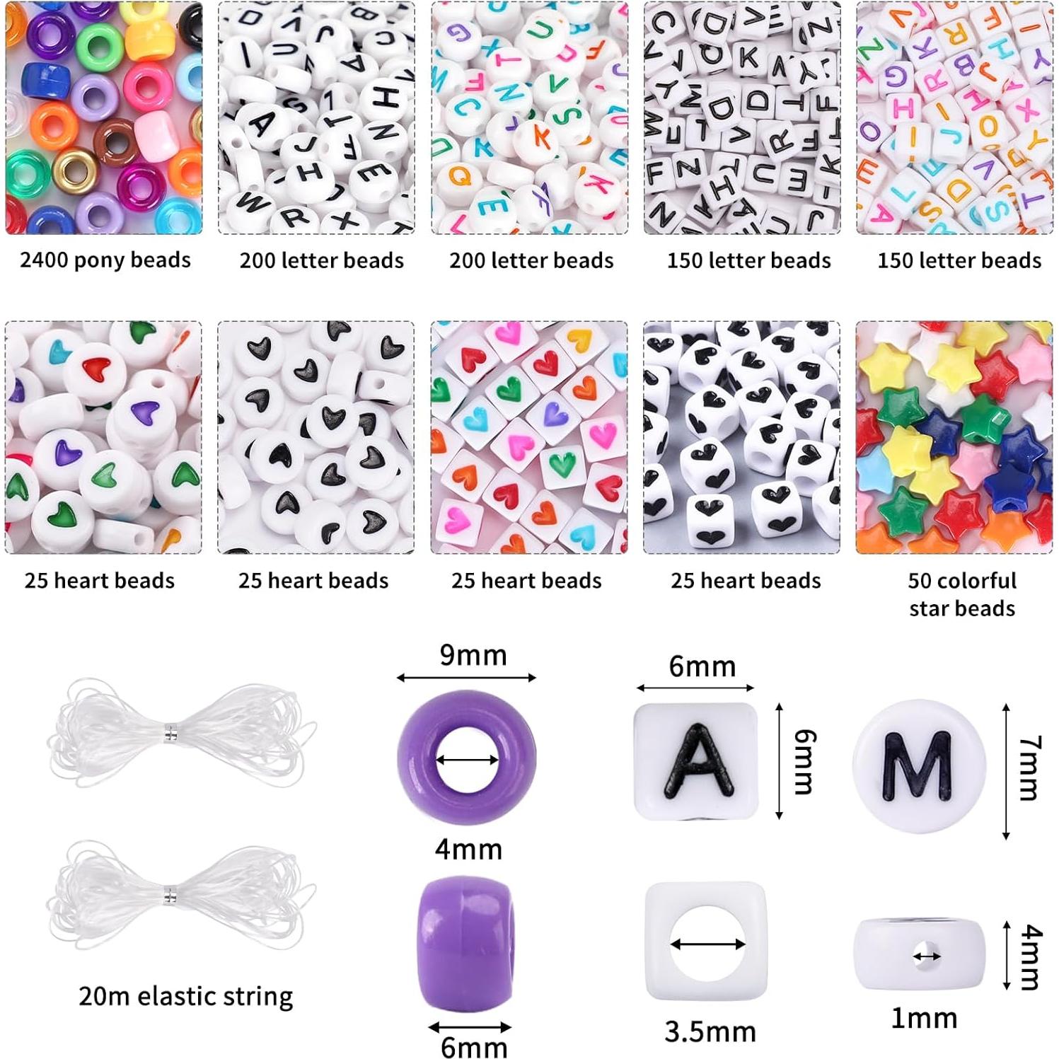 Kit de Cuentas de Pony QUEFE 3250 Piezas 96 Colores Joyería