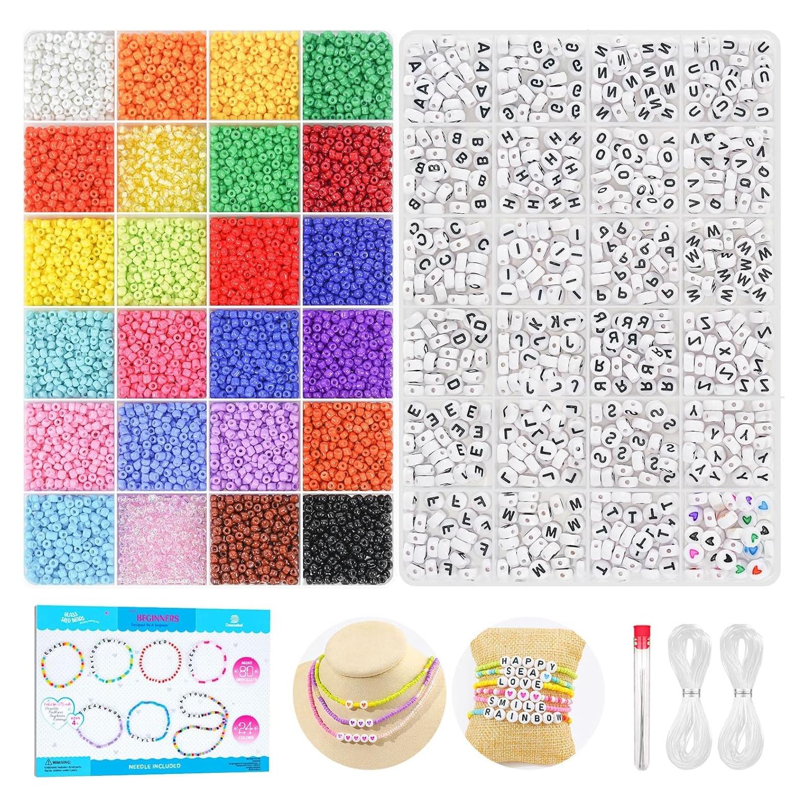 Kit de Pulsera de Amistad Dowsabel 10000 Pcs Cuentas de Vidrio