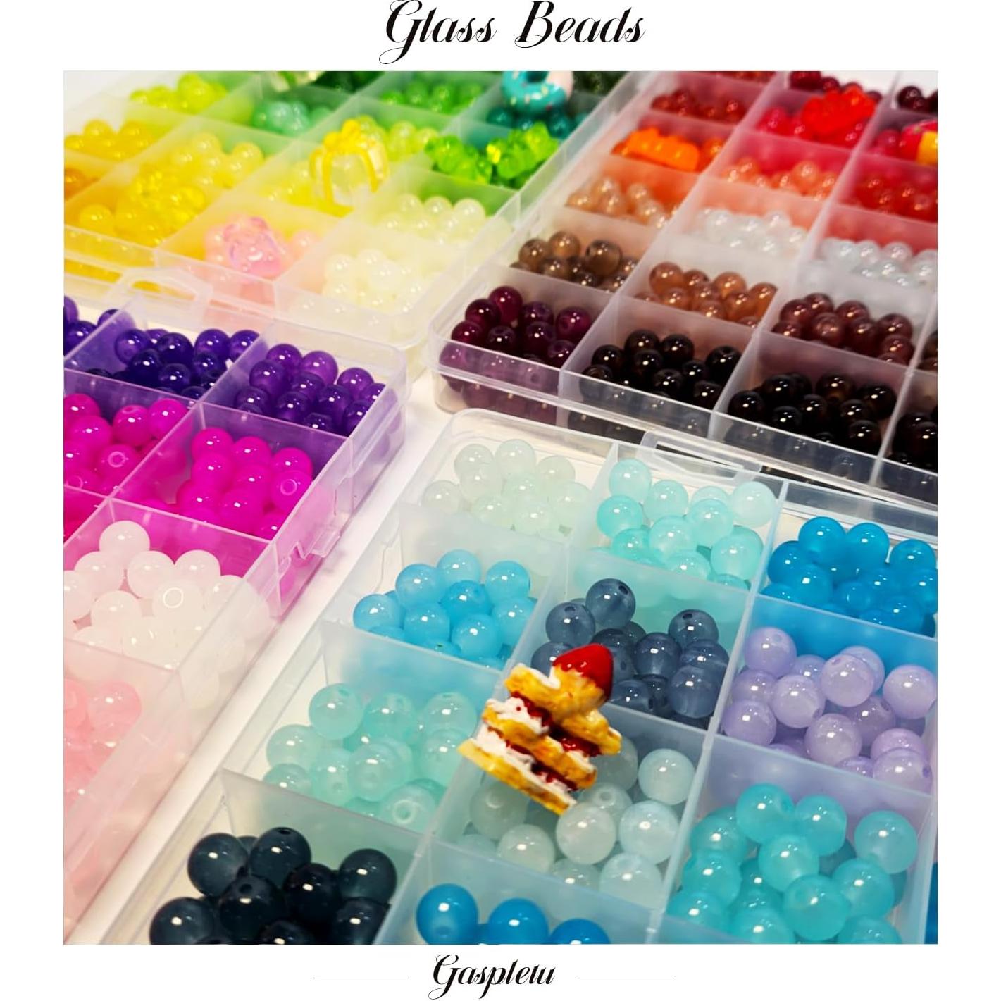 Kit de Pulseras de Perlas de Vidrio Gaspletu 2500 Piezas 8mm