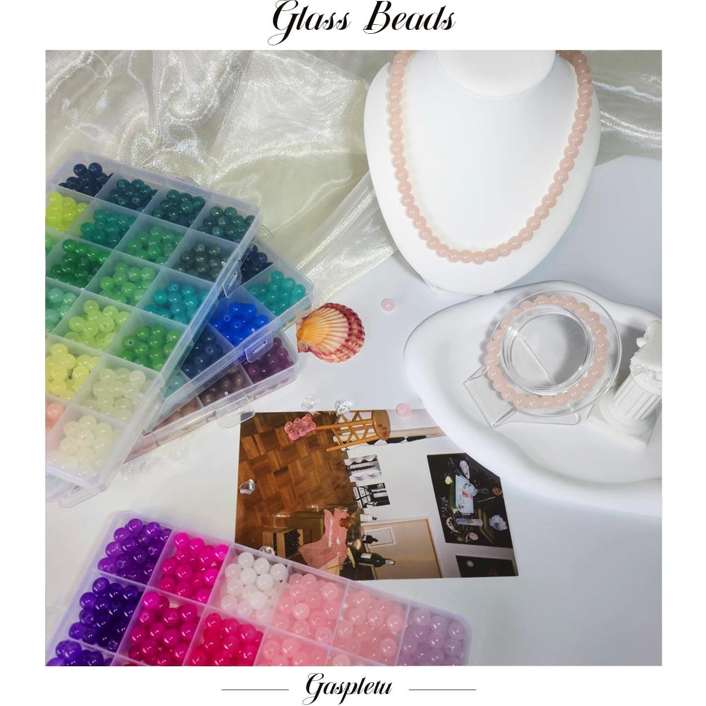 Kit de Pulseras de Perlas de Vidrio Gaspletu 2500 Piezas 8mm