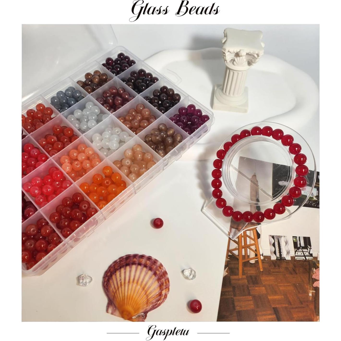 Kit de Pulseras de Perlas de Vidrio Gaspletu 2500 Piezas 8mm