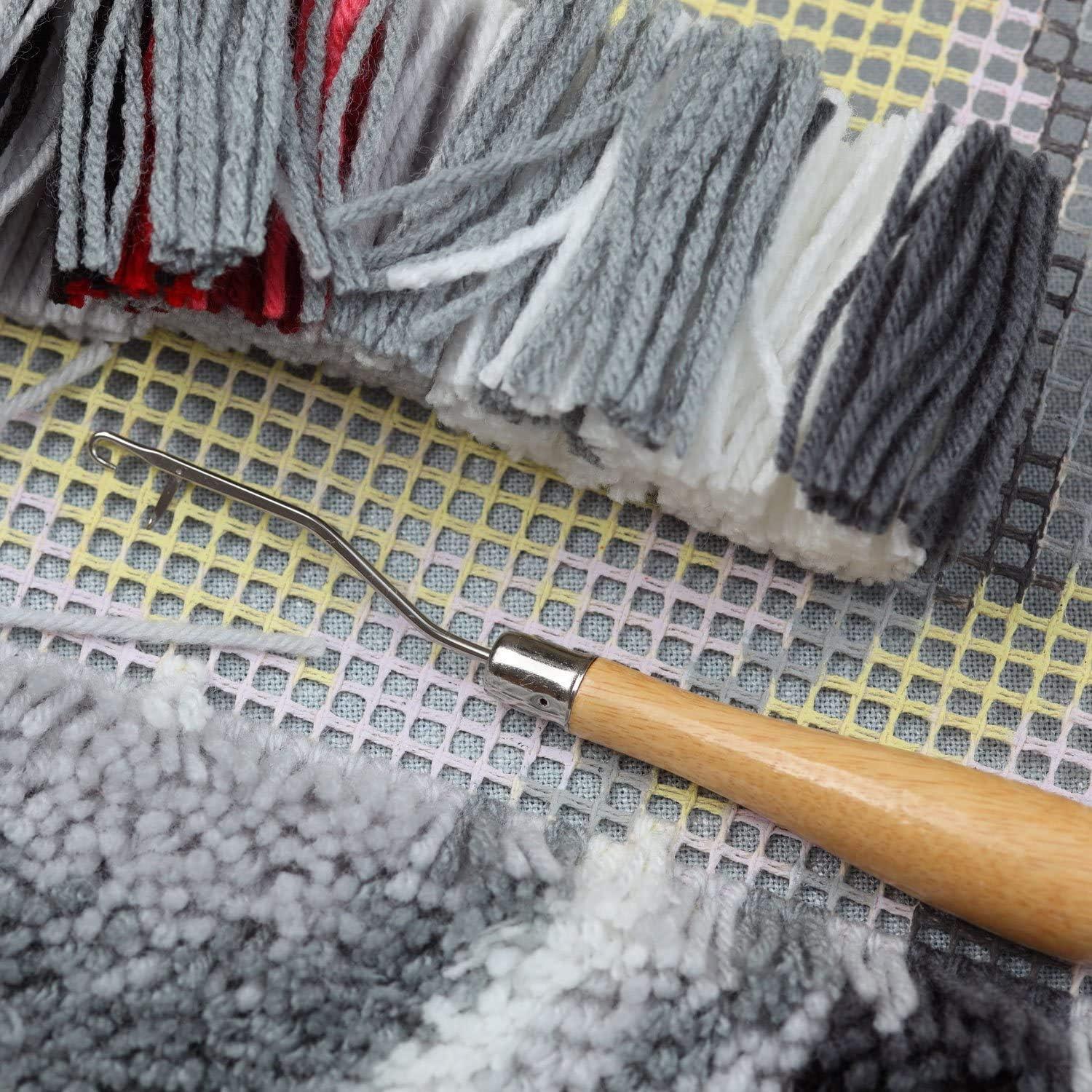 2 Agujas de Ganchillo de Madera 16 cm para Alfombras CLHJINRUOLIU